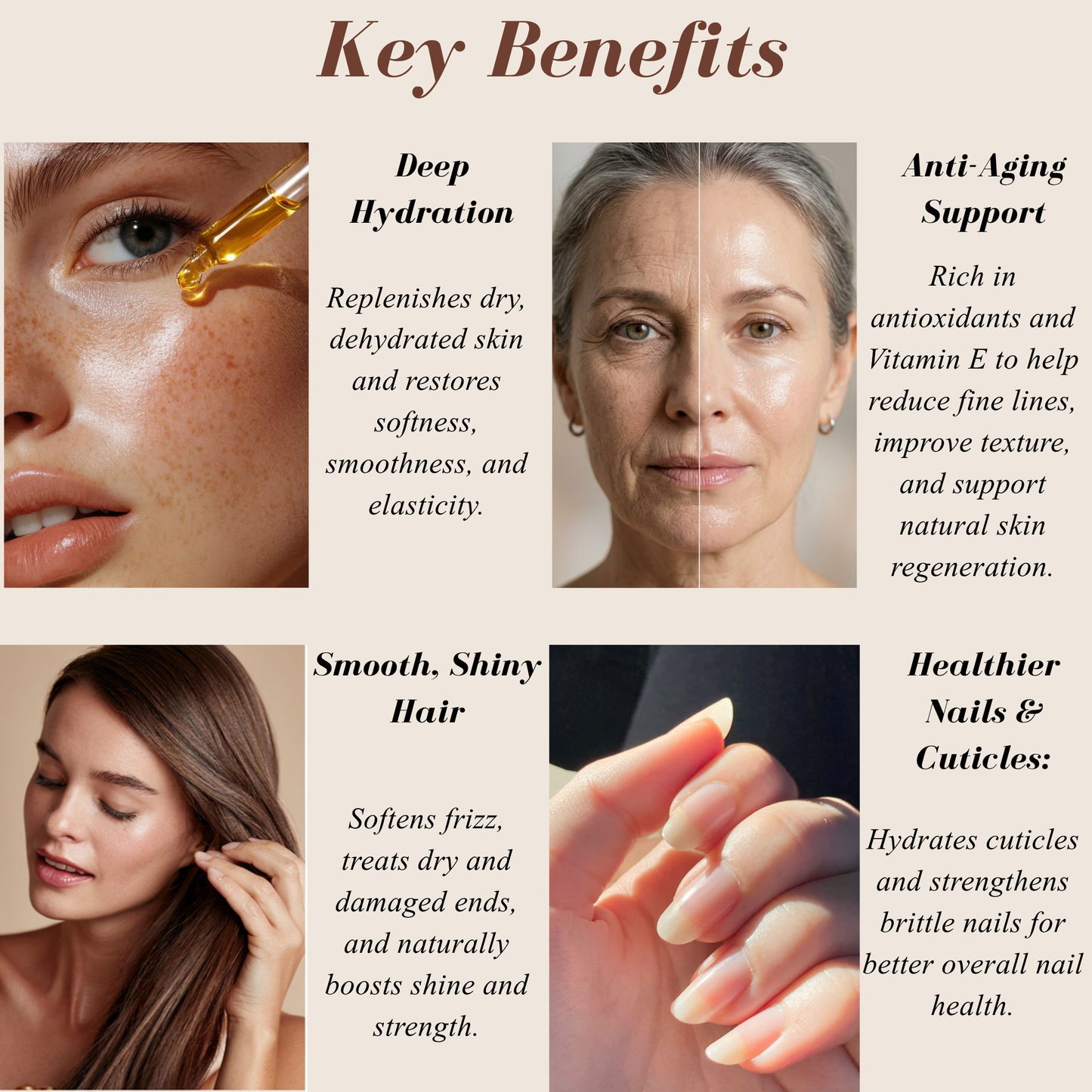 House of Argan 100% pure Moroccan argan oil benefits for skin, hair, and nails including hydration, shine, and nourishment